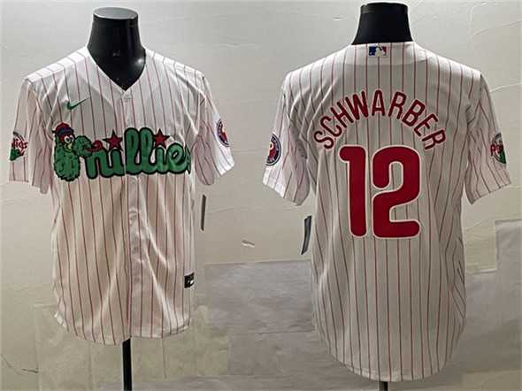 Mens Philadelphia Phillies #12 Kyle Schwarber White Phanatic Cool Base Stitched Jersey->philadelphia phillies->MLB Jersey